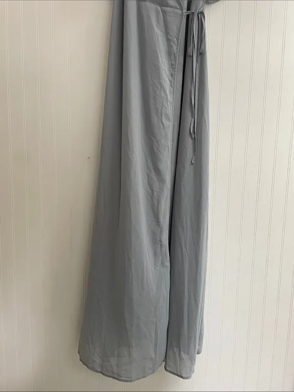 BALTIC BORN Flutter Sleeve Maxi Wrap Dress in Dusty Blue Gray Size S - Image 5