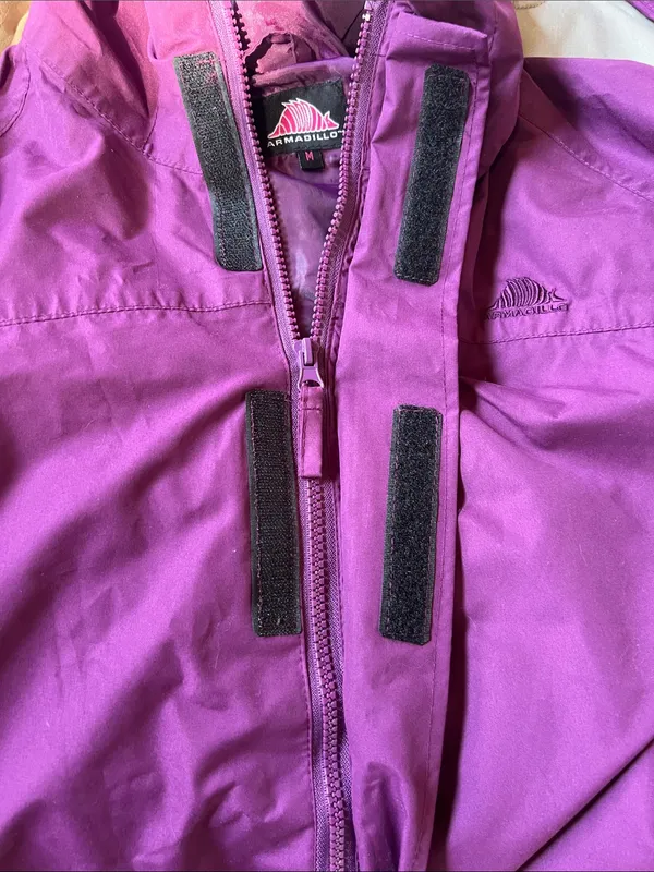 armadillo Hooded Rain Jacket womens purple wind jacket medium - Image 9