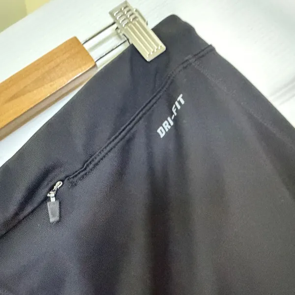 Nike Black Dri Fit Athletic Pants with Small Silver Swoosh, Size XL - Image 2