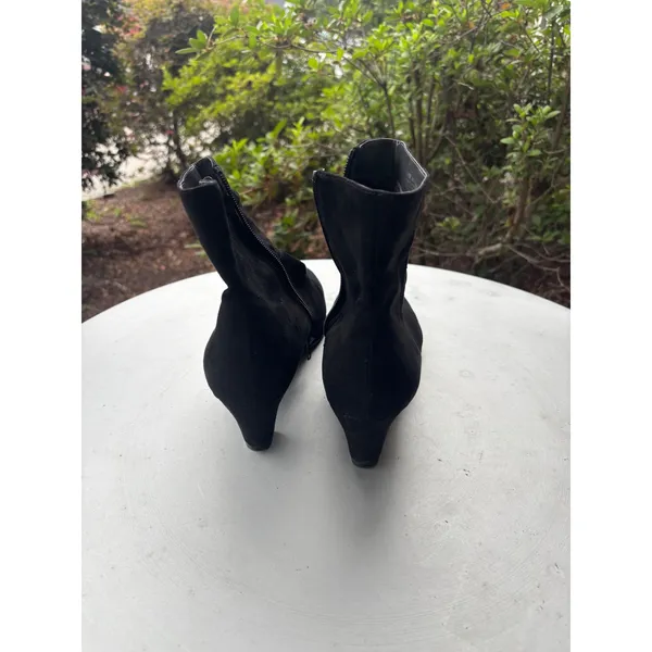 Aerosoles Womens Black Suede Ruched Ankle Boots‎ Low Heel Size 10 Heelrest Zip - Image 3