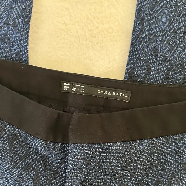 Zara Basic Black and Blue Patterned Trousers - Image 2
