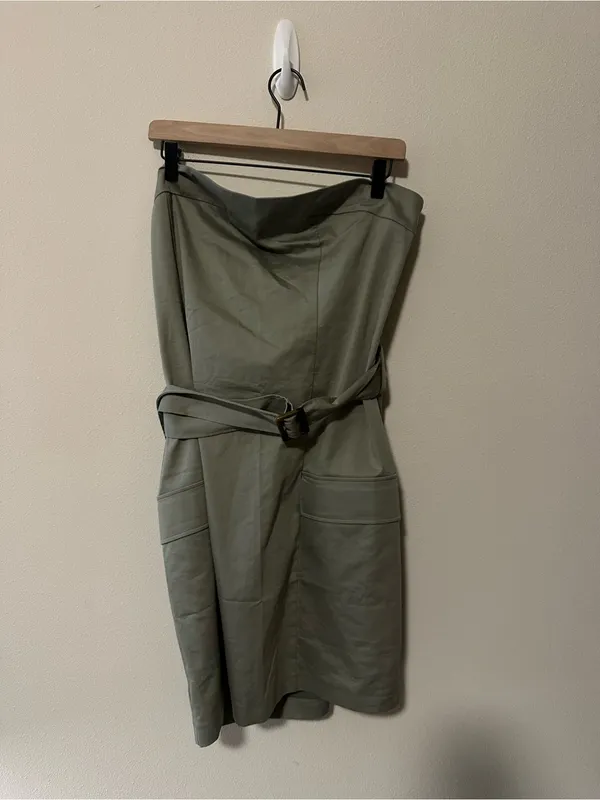 NWT Abercrombie and fitch strapless utility mini dress army green XL TALL - Image 7