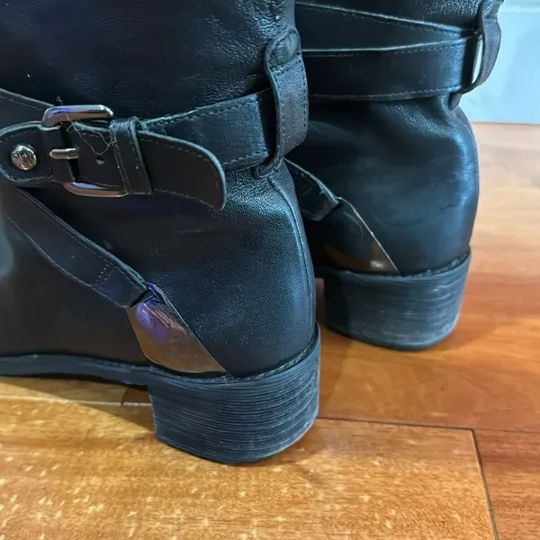 Stuart Weitzman soft Leather Round Toe Buckle‎ Moto Boots Women's size 7.5 - Image 10