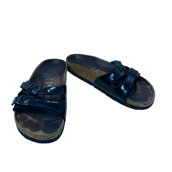 Birkenstock Ibiza Birko-Flor Slide Sandals Black Patent Size 39 US‎ 8 - 8.5 - Image 3