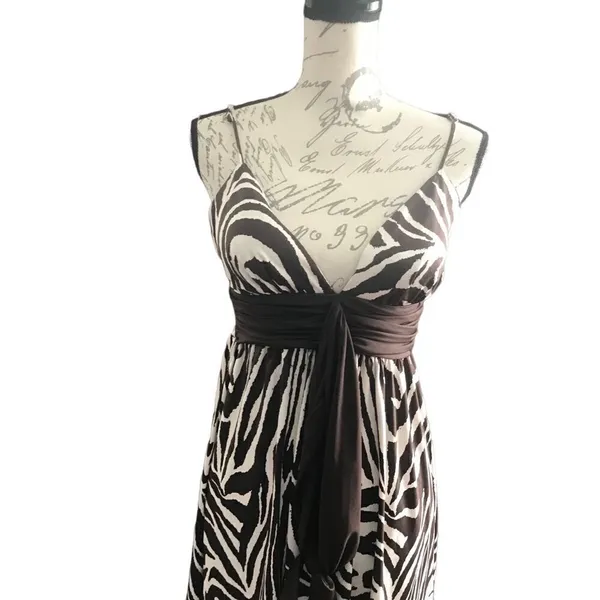 APNY Brown White Zebra Striped Mini Dress Medium - Image 8