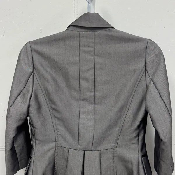 By Blu Grey Tailored Blazer Velvet Trim Pleated Peplum Jacket 26-0030 Size 34 XS - Image 6