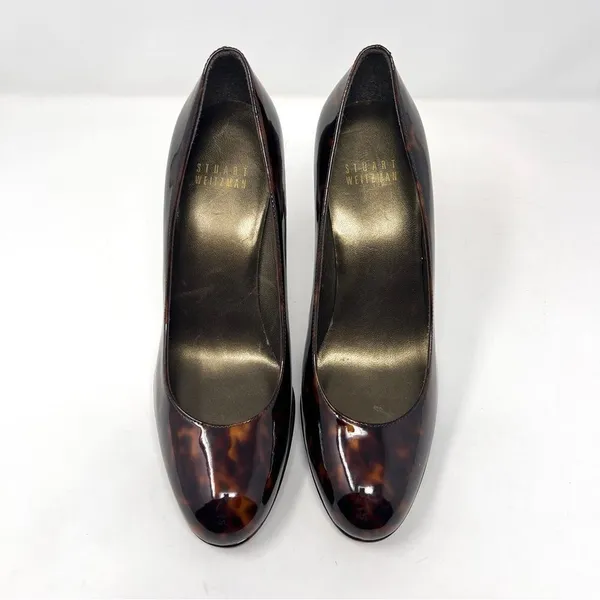 Stuart Weitzman Tortoiseshell Patent Platform Pumps – Size 7M – Stiletto Heels - Image 4
