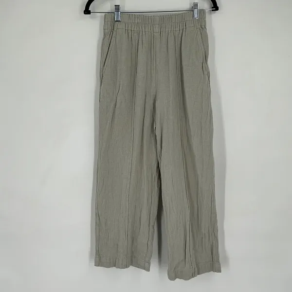 Madewell Breezewoven Pull On Wide Leg Pants Sz XS Linen Blend Casual‎ Sage Green - Image 4