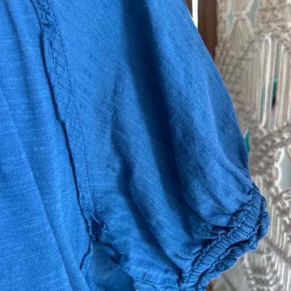 Pilcro by Anthropologie Blue Puff Sleeve Henley - Image 4