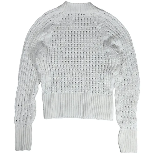 J. Crew Pointelle‎ Crewneck Sweater in White S BZ498 - Image 2