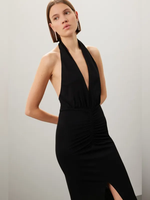 IRO Rubini Dress Black Halter Midi - Image 4