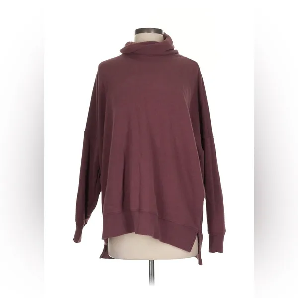 Aerie Deep Burgundy Cowl Neck Oversized Sweater Size S | Cozy Winter Pullover - Image 2