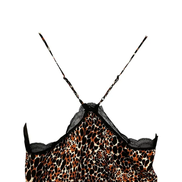 Y2K Scoop Women Leopard Cropped Cami Top XL‎ Lace Trim Night Club Coquette Layer - Image 4