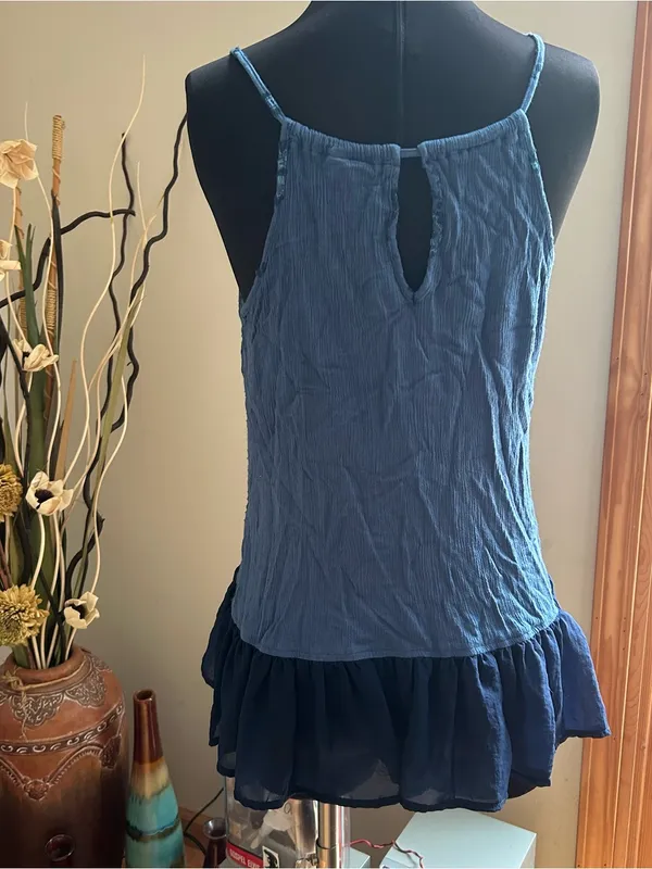 Blue society girls Embroidered Spaghetti Strap Tank Top - Image 3