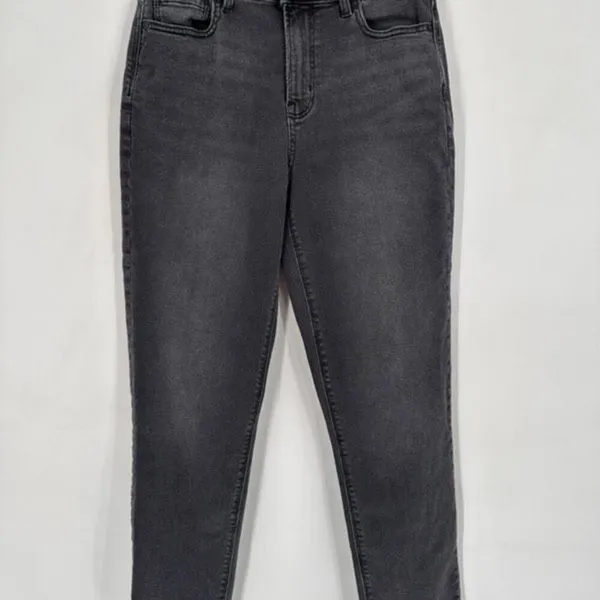 American Eagle Charcoal Gray Super Hi Rise Mom‎ Jeans Size 4 - Image 12
