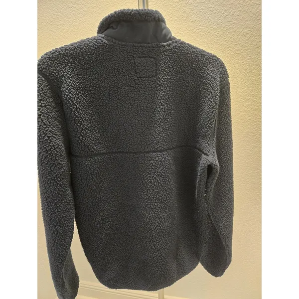 ​Abercrombie & Fitch Sherpa Fleece Pullover Snap Mock Neck Sweater Navy Blue S - Image 5