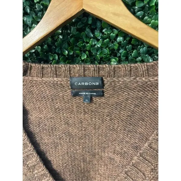 Carbon38 Cable Knit Mushroom Brown Chunky Cardigan Sz XL NWT - Image 4