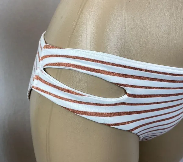 L*Space White & Gold Striped Miller Bikini 2 Piece Bathing Swim Suit Set S - Image 6