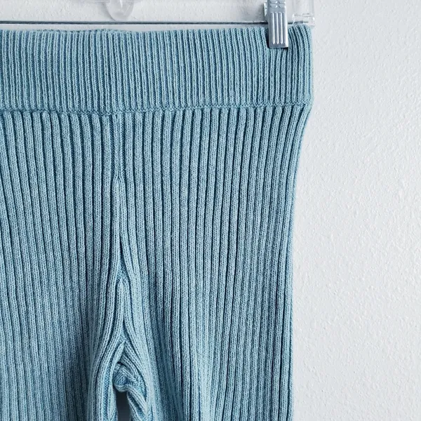 Urban Outfitters Kadin Knit Blue Ribbed Distressed Biker Shorts - Image 4
