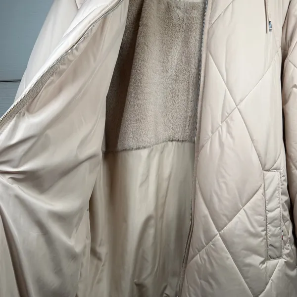 Tommy Hilfiger Jacket Women's Large Mid Weight Quilted Puffer Cream Beige NWT - Image 4