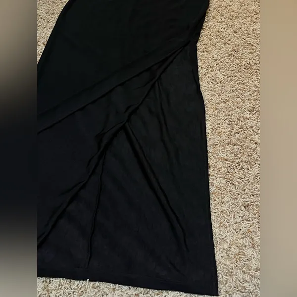 Y2K Black Maxi Dress Med. Rhinestone Spaghetti Strap Prom 90s NOS PS PerSeption - Image 9