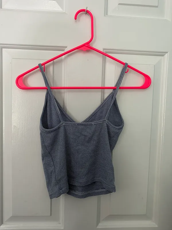 Brandy Melville Blue Striped Crop Tank Top - Image 2