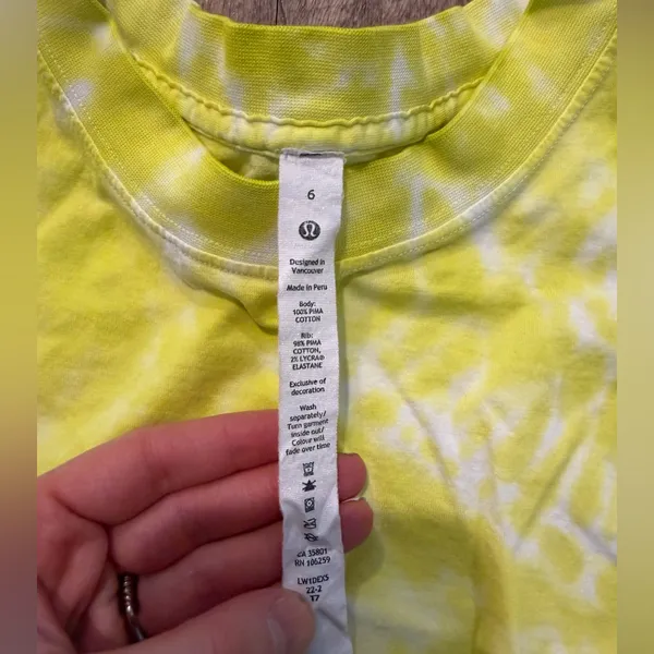 Lululemon All Yours Crop Tank Top Tie Dye 6 Neon Yellow - Image 3