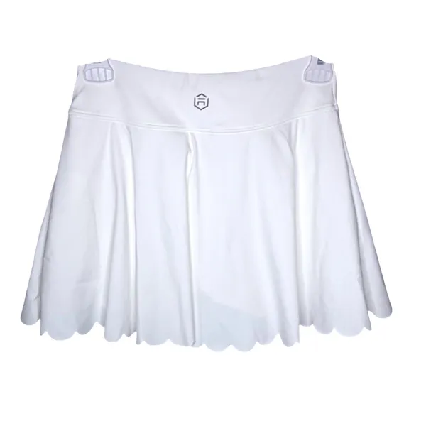 NWT Womens Tennis Skirt Set Built-In Shorts Scalloped Active Set White XS - Image 9