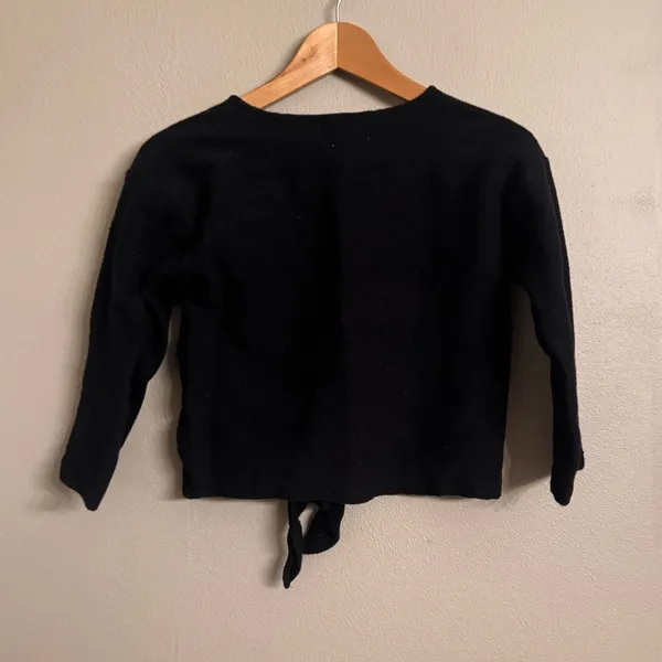 Madewell‎ Black V-Neck Sweater with Tie-Front - Image 3