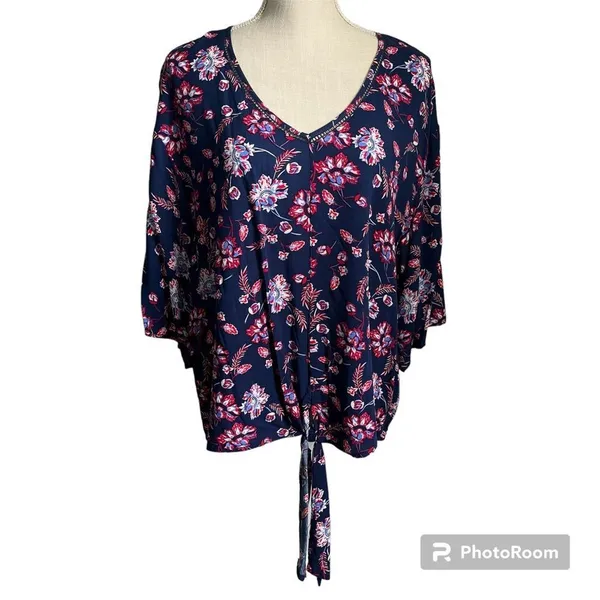 Como Vintage NWT Red White & Blue Floral Popover M - Image 2