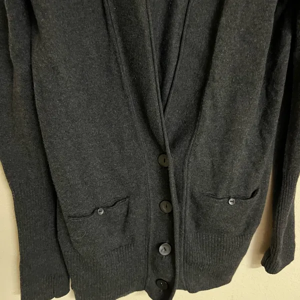 LOFT Charcoal Button-Up Cardigan - Image 3