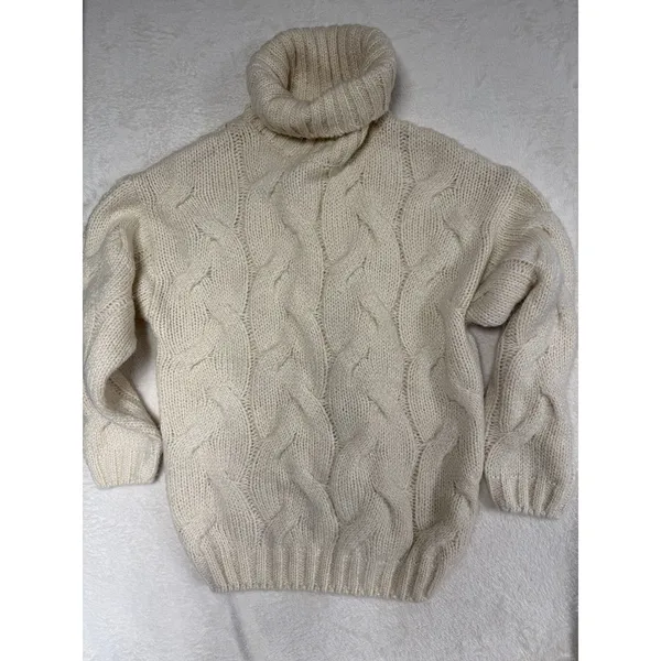ZARA Cream Chunky Cable Knit Turtleneck Sweater Size‎ S Girls 13-14 Fisherman - Image 6