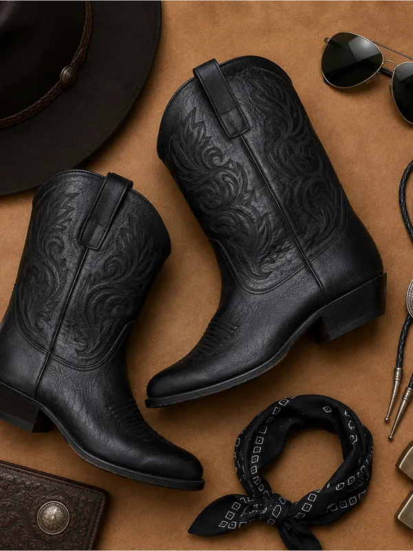 Tony Lama Black Leather Western Cowboy Boots Women’s 8 M Vintage USA Western GUC - Image 3