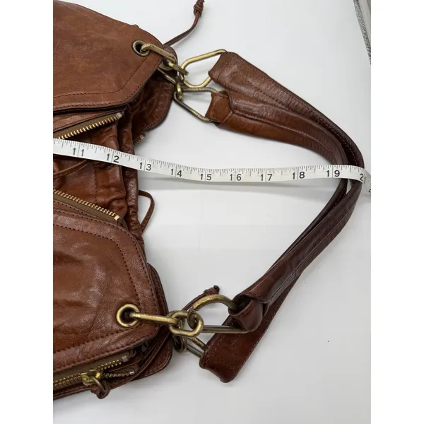 Kooba Hobo Bag Womens Large Brown Leather Multi Zip Slouchy Shoulder Bag - Image 11
