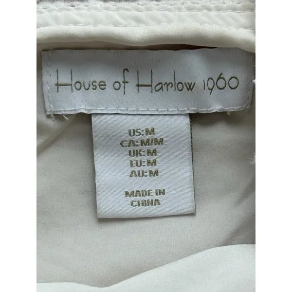 House of Harlow 1960 Tweed Boucle Mini‎ Dress Medium White Square Neck Sheath - Image 3