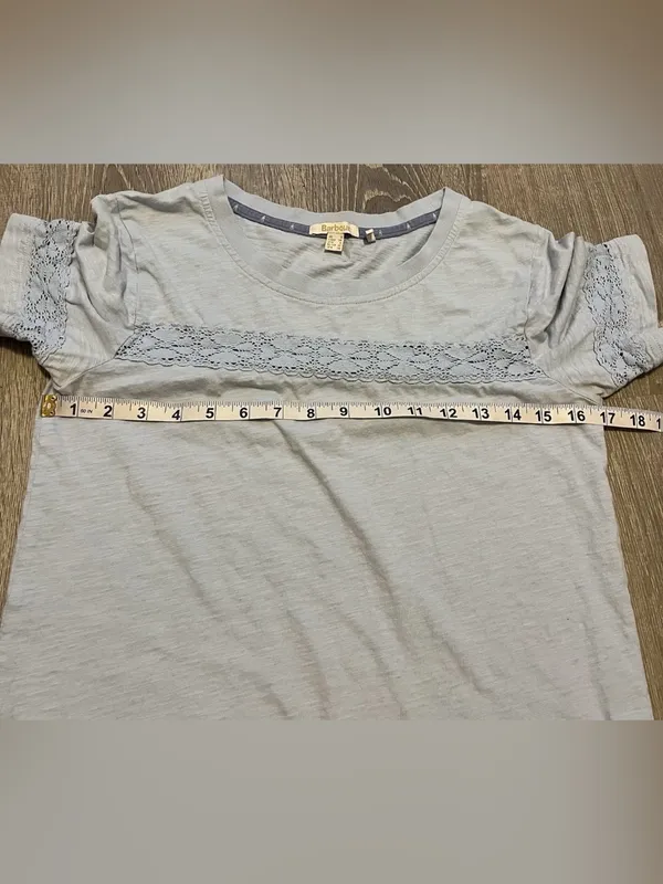 Barbour Pier Top Womens Size 4 Light Blue Cotton Short Sleeve Preppy Classic - Image 4