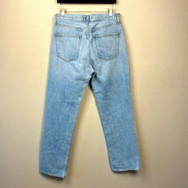 Agolde Lana Slice Jeans Wide/Straight Leg High Rise Light Blue Denim 28 - Image 5