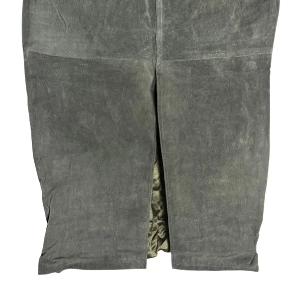 BlankNYC Hunter Green Retro Suede Leather Front Slit Pencil Midi Skirt Size 29 - Image 8