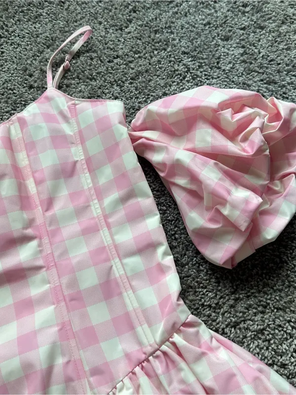 Sugar Thrillz Pink and White Gingham Mini Dress - Image 4