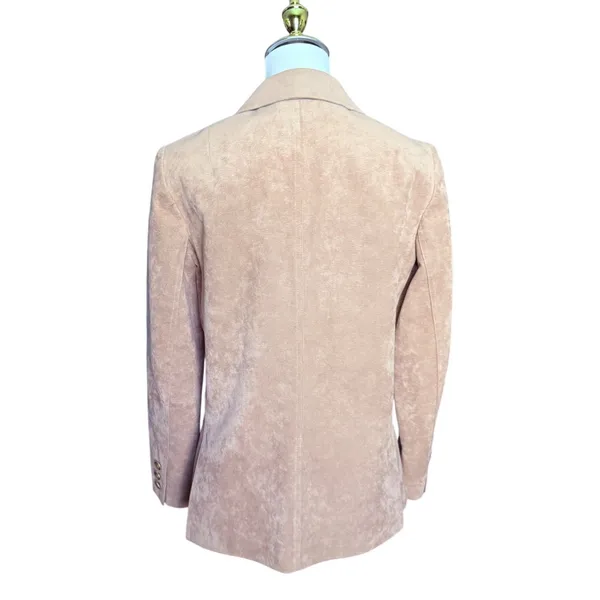 Abe‎ Schrader Vintage Tan Faux Suede Blazer Gold Crest Buttons ILGWU Size 10 - Image 2