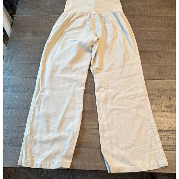 Just Living Women's Beige Wide Leg Linen Casual Pants Size Small - Image 9