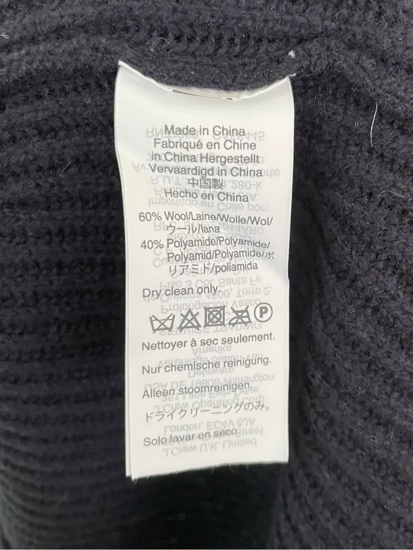 Madewell Woolside Pullover V-neck Sweater in Navy Blue XL Ribbed Texture Knit - Image 7