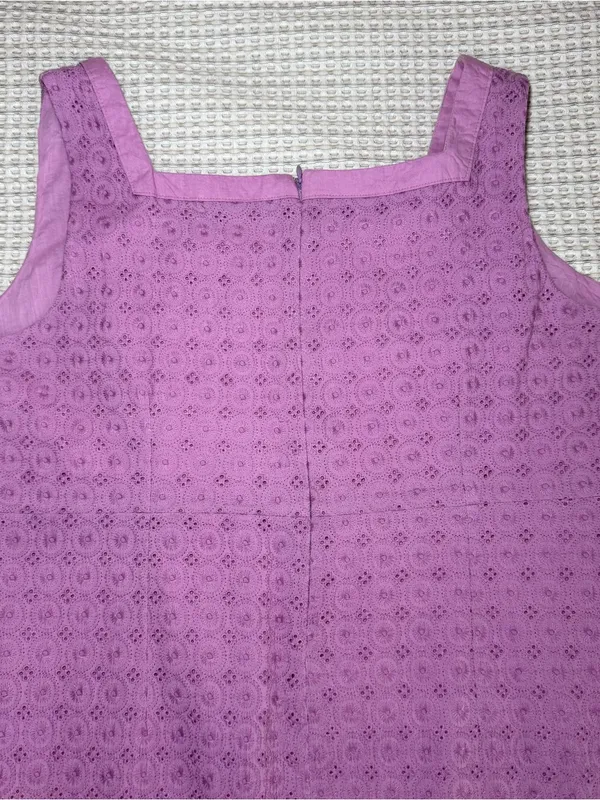 Fresh Produce Dress XL Cotton Eyelet Square Neck Tank Beach Cottage Core Purple - Image 7