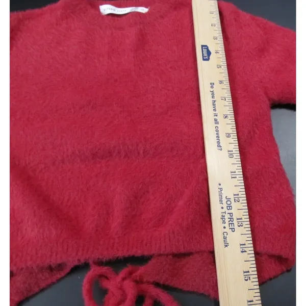 Altar’d State Fuzzy Eyelash Cropped Sweater Raspberry XS Pre‑Owned Tie back - Image 6