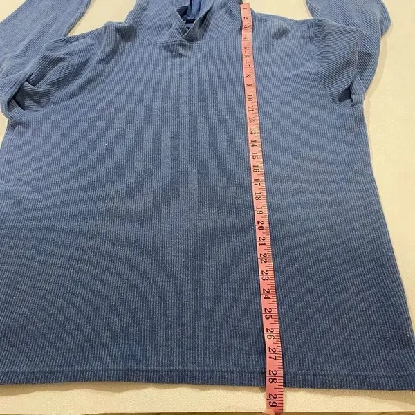 GAP Blue Waffle Knit Hoodie Long Sleeve Pullover Size XL - Image 5