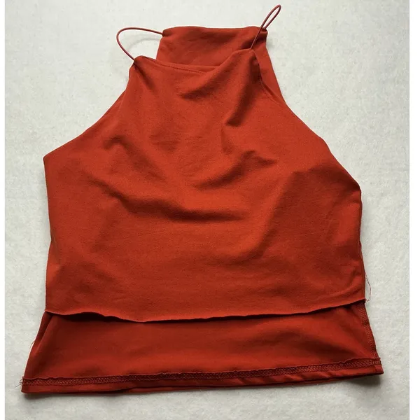 Gaze Womens High Neck Halter Tank Top Red XS - Image 3
