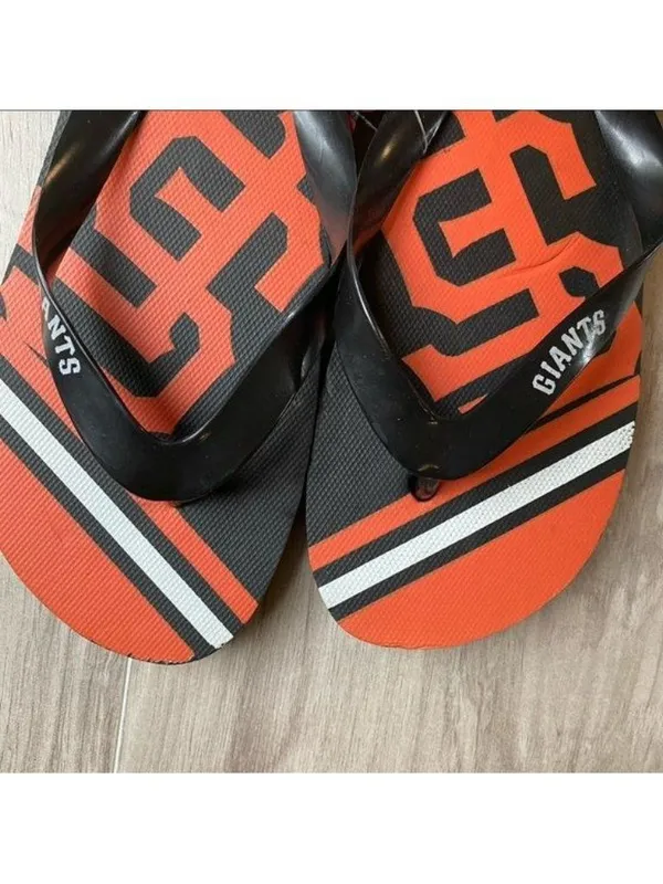 SF Giants Orange and Black Flip Flops Size undefined - Image 2