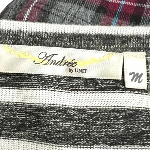 Andrée by Unit (M) Striped Plaid Pocket Elbow Patch Pocketed Swing Dress - Image 6