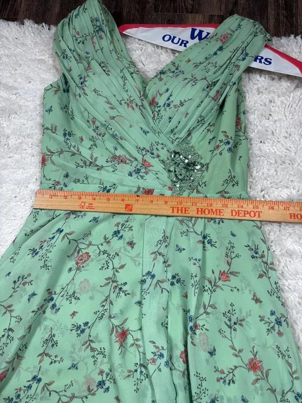 NWT Mint Green Floral High Low Formal Dress Women’s US 8 Wedding Guest Prom - Image 10