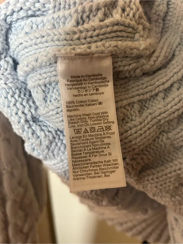 J. Crew Cable-knit Crewneck Sweater 100% Cotton‎ Light Blue Size Large - Image 5